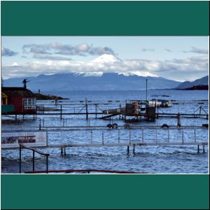 Bootsstege am Lago Llanquihue, Vulkan Osorno