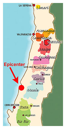 Karte Weinanbau in Chile