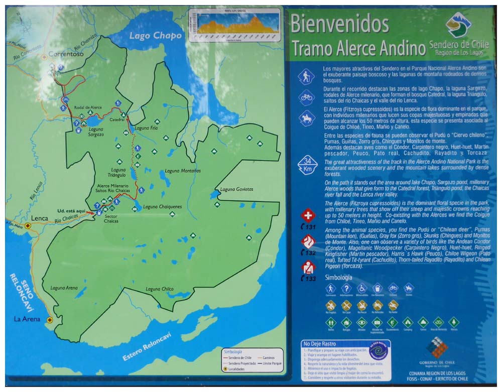 Plan vom Nationalpark Alerce Andino