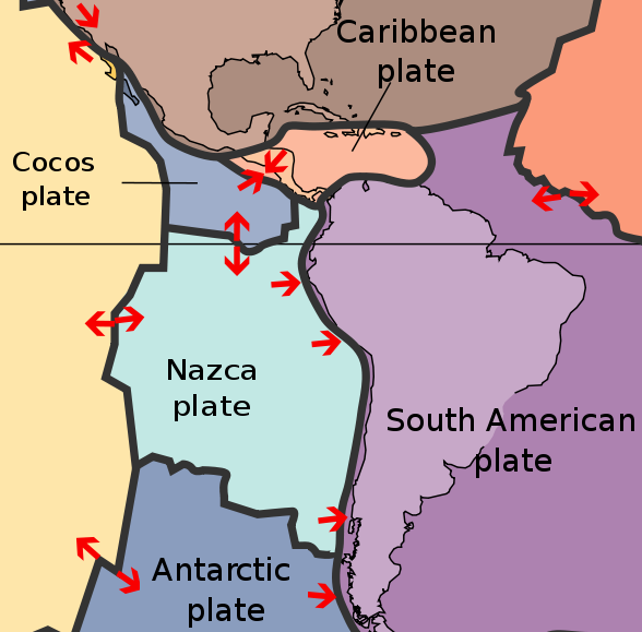 Tectonische Platten, Südamerika, Karte