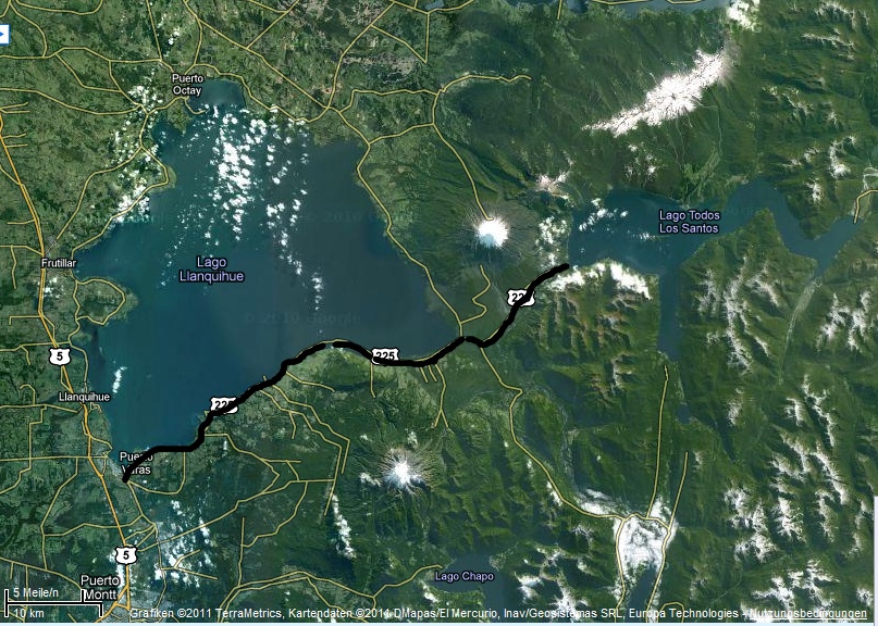 Karte, Lago Llanquihue und Lago Todos Los Santos