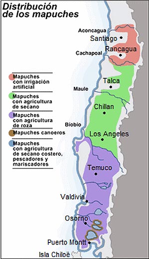 Karte, Mapuche in Chile