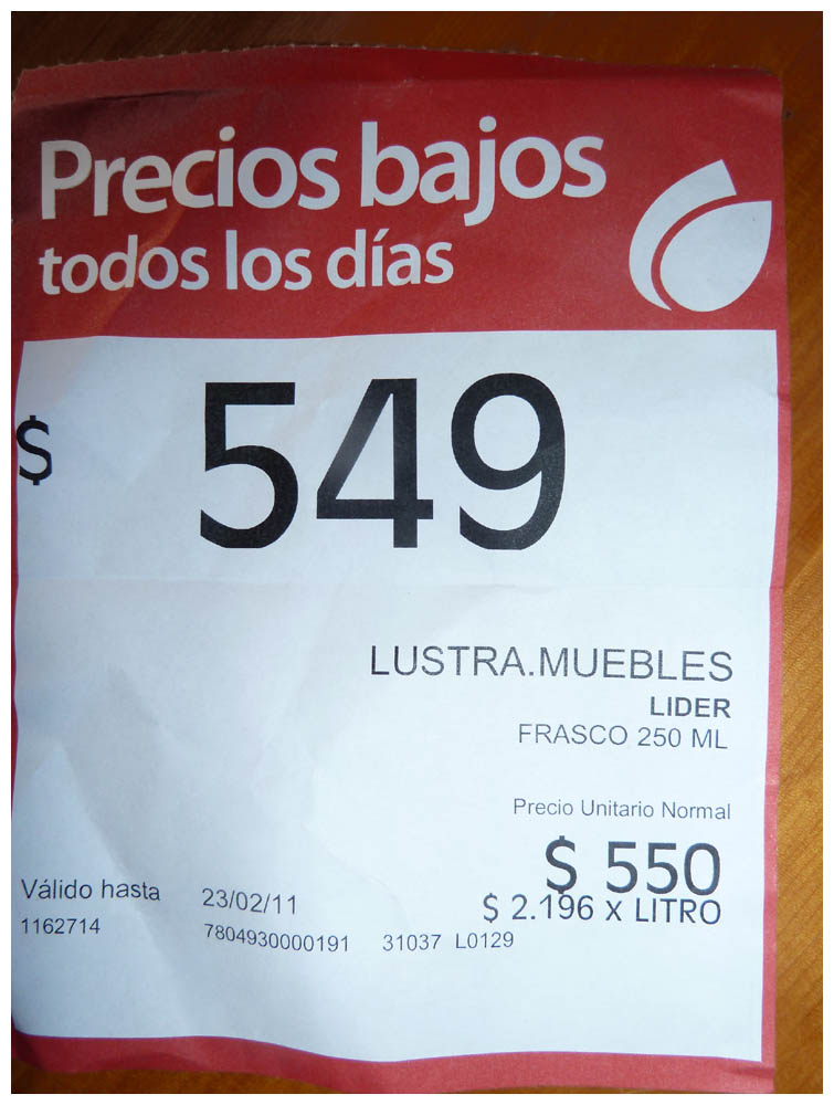 Sonderangebot im Supermarkt Lider in Puerto Varas im Februar 2011: