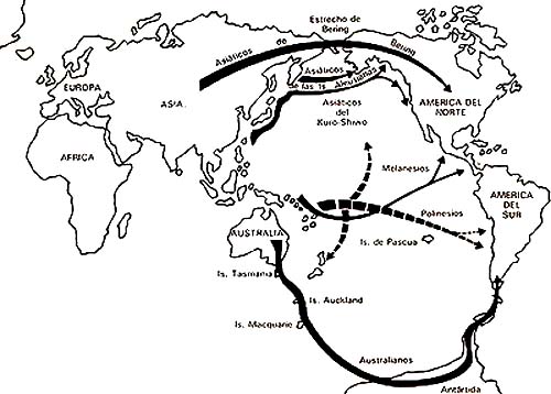 Mögliche Wege der Einwanderer in den amerikanischen Kontinent