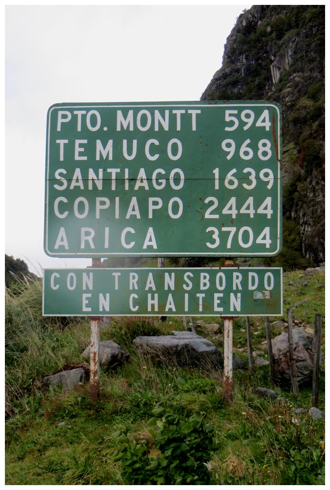 Strassenschild an der Carretera Austral