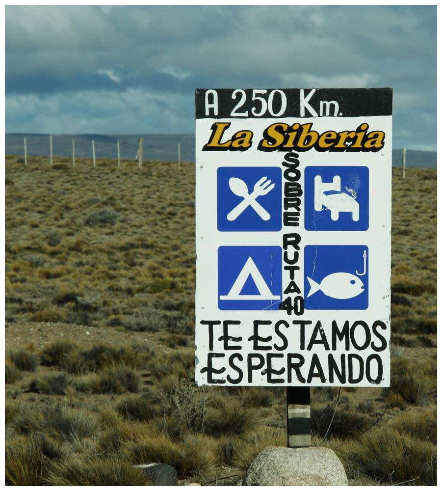 Patagonientour, Schild an der Ruta 40